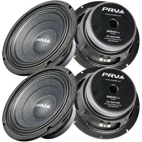 PRV 8" Mid Bass Loudspeakers 450 Watts Max 8 Ohm Car Audio 8MB450 V2 4 Pack