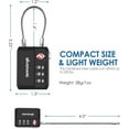 thumbnail image 2 of 2 Pack TSA Approved Travel Luggage Locks, Cable Combination Lock 3-Digit, Keyless Suitcase Padlocks, Weatherproof Padlock for Locker, Golf Bag, Gun Case, Backpack, Anti Theft, Easy Read Dials-Black, 2 of 7