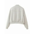 thumbnail image 4 of Females Solid Color Jacket Spring Casual Cropped Jackets Long Sleeve Zip Up Jacket Coat Outwear Beige L, 4 of 5