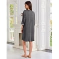 thumbnail image 5 of Ekouaer Zipper Robes for Women 3/4 Sleeves Lightweight House Coat Zip Up Bathrobe Soft Nightgown with Pockets, 5 of 6