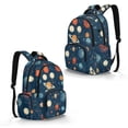 thumbnail image 2 of SEANATIVE Children's Backpack Stylish School Bag Book Bag with Laptop Compartment, Front Pocket & Side Pockets, for Kindergarten Elementary Middle School, Planet Pattern Dark Blue, 2 of 7
