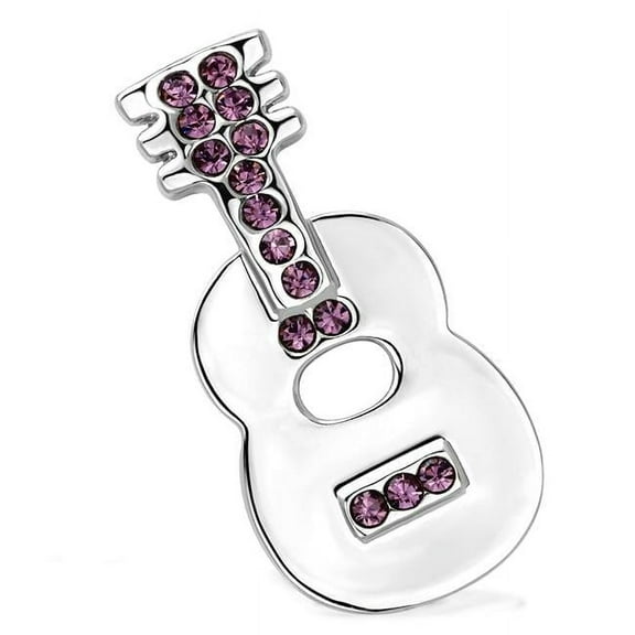 Women Imitation Rhodium White Metal Brooches with Top Grade Crystal in Light Amethyst