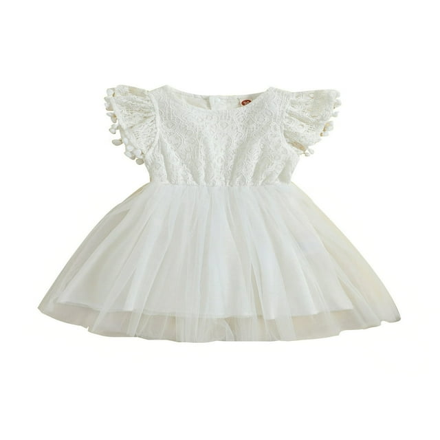 Bébé Fille Robe d'Été Volant Floral à Manches Courtes A-Ligne Princesse Robes