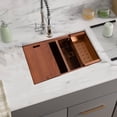 thumbnail image 5 of Strictly Sinks 32 Inch Undermount Workstation Copper Kitchen Sink – Wave Texture Double Bowl Sink, 5 of 9
