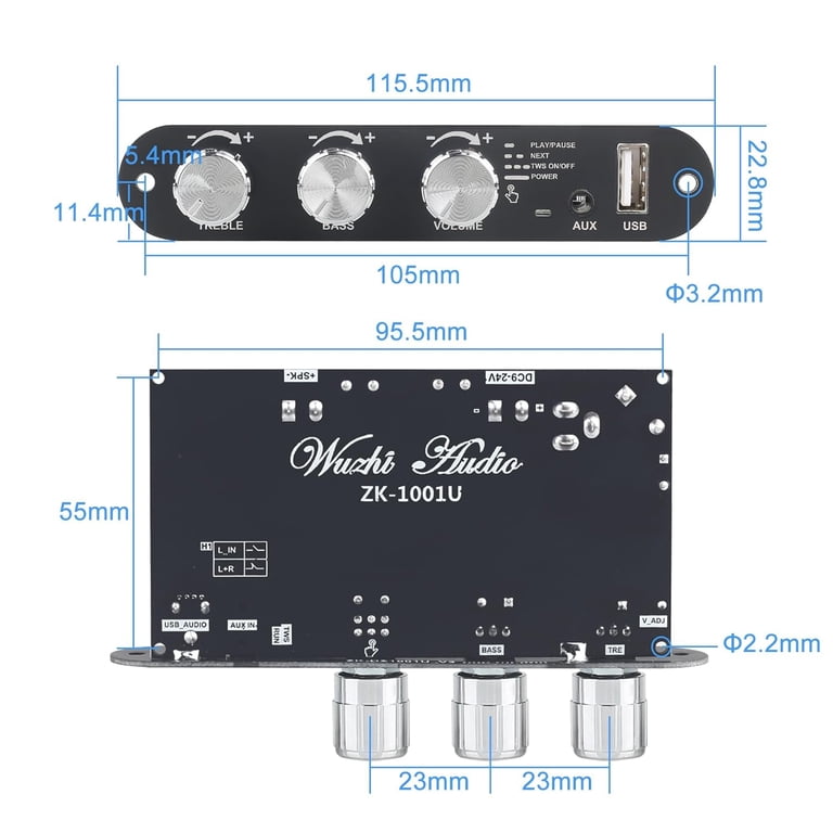 ZK-1002T Bluetooth Amplifier Board 100W+100W Audio Amplifier