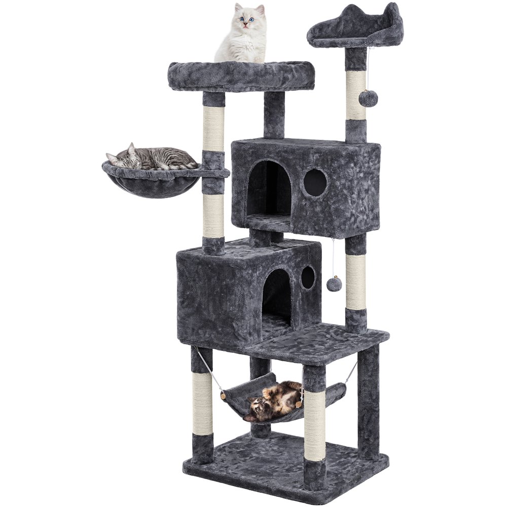 Easyfashion Multilevel Cat Tree Large Cat Tower,Dark Gray Walmart