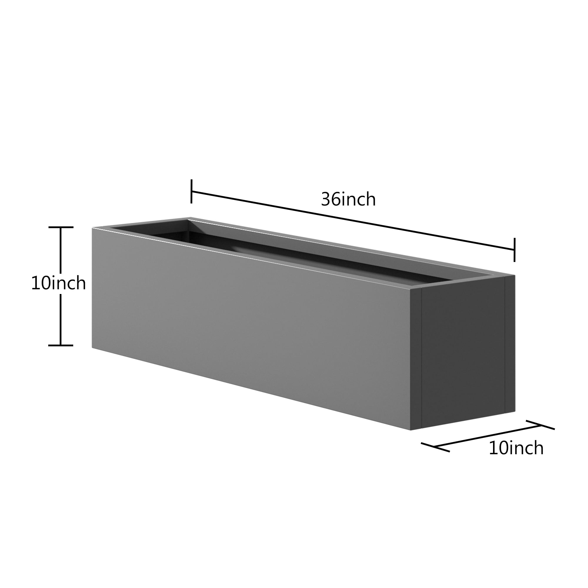 MAYEERTY 36*9*9" Gray Modern Large Rect Metal Planter Box with Drainage Hole for Outdoor Gardening & Balcony