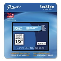 Brother P-Touch TZE535CS 0.47 in. x 26.2 ft. TZe Laminated Removable Label Tapes - White on Blue