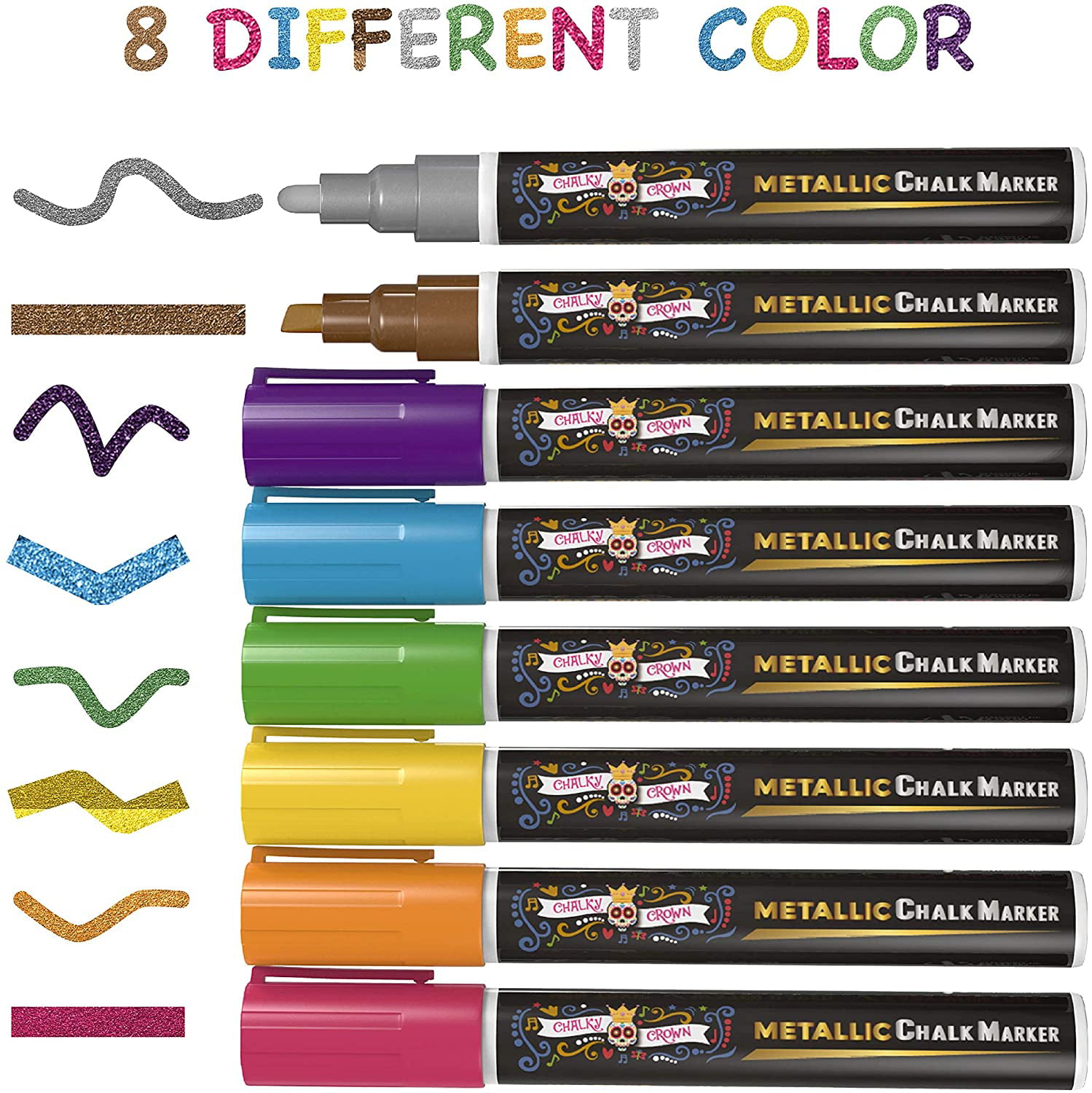 SILENART SC6208VT Vintage Chalk Markers - 8 Color and 24 Labels - Dry & Wet Erase  Marker Pens - Chalkboad Markers for Kids, Liquid Chalk Markers E
