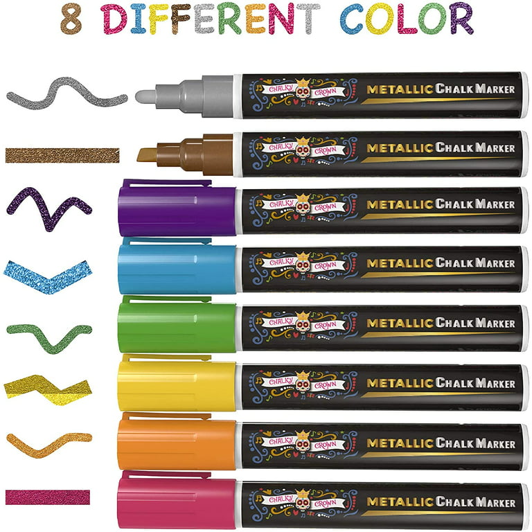 Kassa 5-Pack White Chalk Markers | Includes 1mm, 3mm, 6mm, 10mm & 15mm Tips  | Works on Chalkboards, Windows & Glass | Erasable, Dust-Free & Washable 