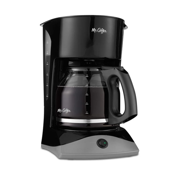 Mr. Coffee Cafetera negra, 12 tazas, con pausa automática y jarra de vidrio, perfecta para uso en el