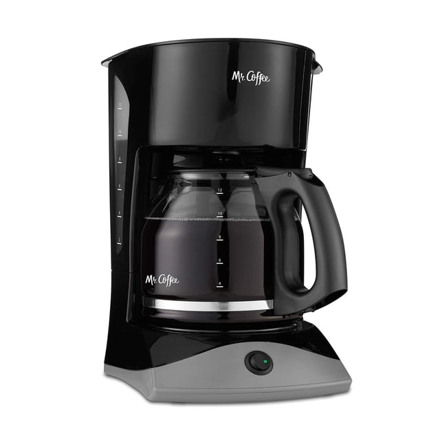 Mr. Coffee Cafetera negra, 12 tazas, con pausa automática y jarra de vidrio, perfecta para uso en el