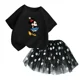 thumbnail image 3 of Conjunto de 2 piezas de camiseta de algodón para niños de Mickey de Disney, falda tutú de princesa de ballet esponjosa, falda de encaje para fiesta de cumpleaños de niña, 3 of 5