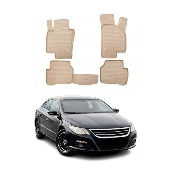 OMAC Floor Mats Liner for VW CC 2009-2017 Beige TPE All-Weather 4 Pcs