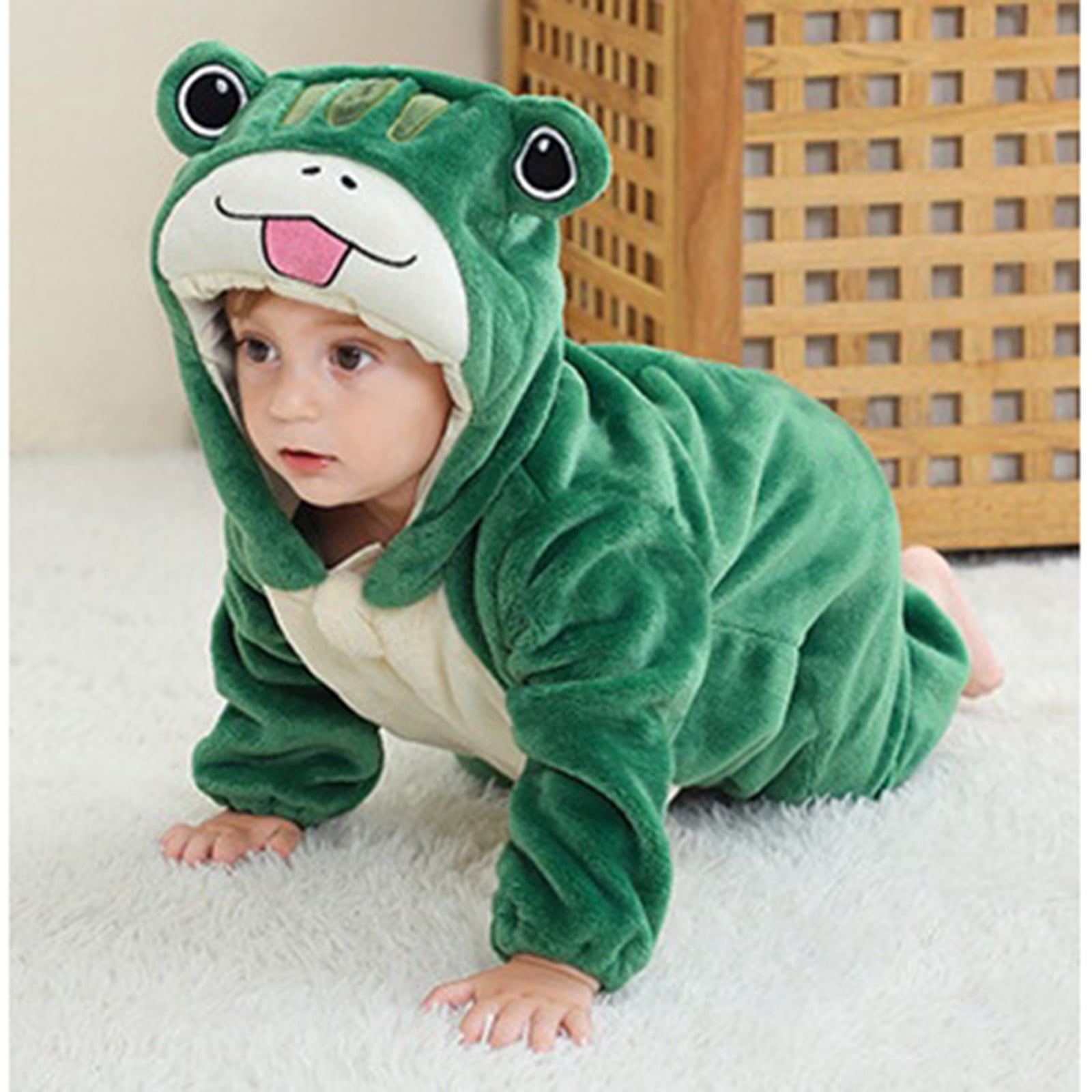 Weebloom Baby Snowsuit Boys Girls Plush Loose Cartoon Animal Pajamas Fuzzy Zipper Crawling Clothes For Infants Toddlers Soft Winter Coats 18-24 Months