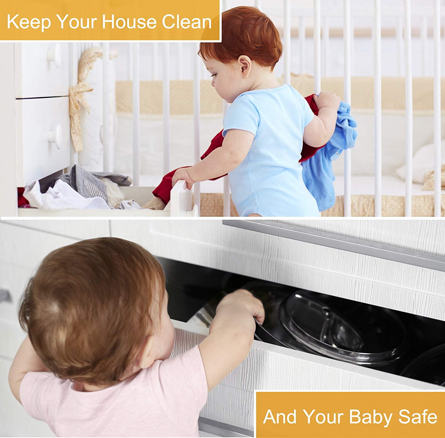 Child Safety Cabinet Locks, Baby Proofing Spring Locks for Universal Use, No Drilling Required, Invisible Design for Seamless Home Integration, 3M Adhesive for Easy Application,