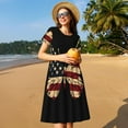 thumbnail image 4 of Daiia Robe Imprimée Art Papillon USA Patriotique pour Femmes 2025 Tendance Manches Courtes Robes Décontractées Amples Fluides Maxi Robes d'Été, 4 of 6