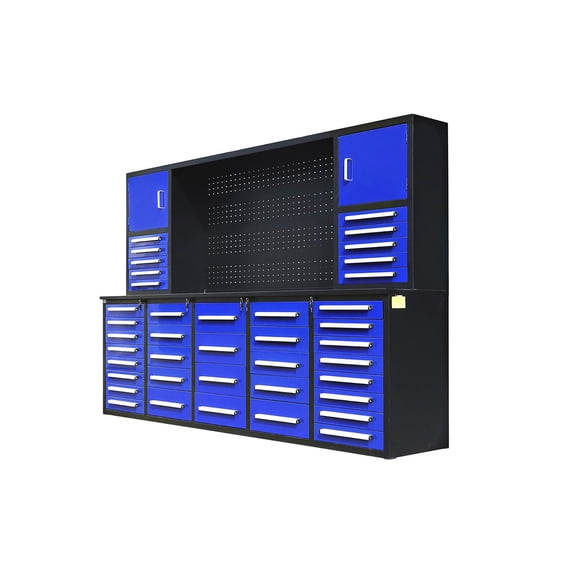 10ft Workbench Cabinet,40 Drawers, 2 Cabinets & 1 Pegboard,Blue