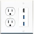 thumbnail image 1 of Ultra Spec Cables 1 Port HDMI 2 Port USB 3.0 A-A Wall Plate w/Round Power Outlet, 1 of 1