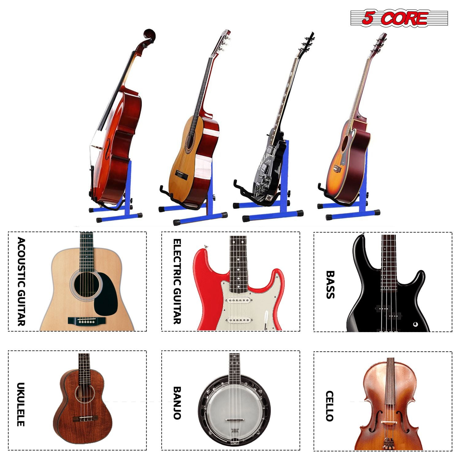 Guitar Stand 2 Pack A Frame w Soft Foam Arm Non Slip Rubber for Acoustic Electric Bass
