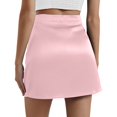 thumbnail image 2 of HNMKIU Women's High Waist Satin A Line Skort Mini Skirt with Zipper and Satin Mini Skirt Pink,L, 2 of 8