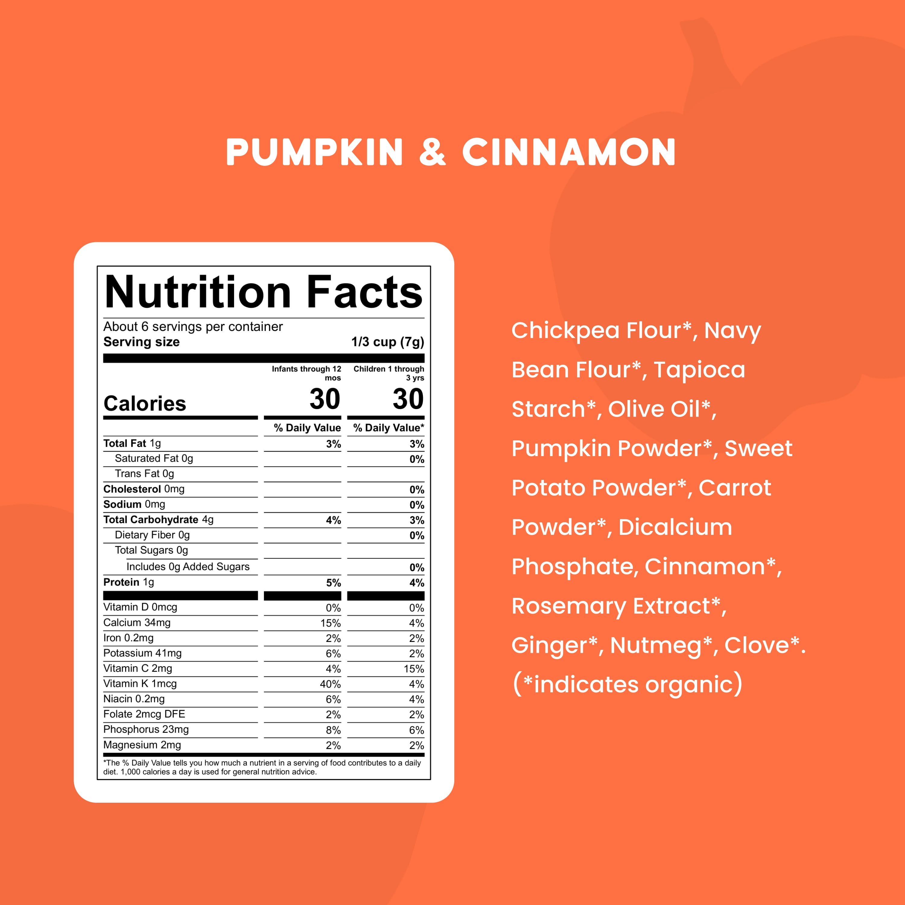 Serenity Kids Pumpkin & Cinnamon Organic Grain Free Puffs Baby & Toddler Snacks - 1.5oz