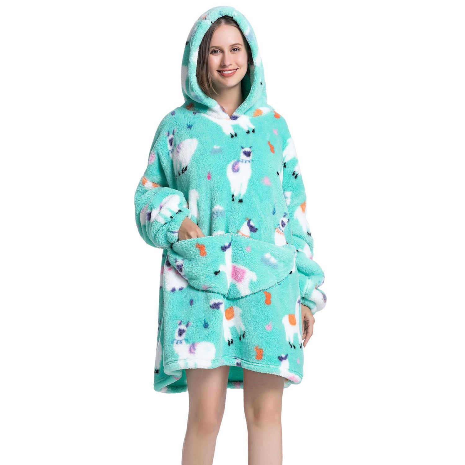 Msrlassn Hoodie Blanket for Women Adults Wearable Hooded Sweatshirt Pullover, Wearable Blanket Hoodie Super Soft Warm Cosy Sweatshirt with Big Pocket