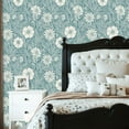 thumbnail image 2 of Floral Peel and Stick Wallpaper 23.6in x 9.8ft Floral White Daisies Delicate Leaves Teal Contact Paper Vinyl Waterproof Self Adhesive Wall Paper for Bedroom Shelf Cabinet Renter Friendly, 2 of 8