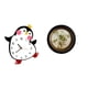 thumbnail image 1 of Reloj de pared silencioso, decorativo, con diseño de pingüino pequeño, marco de fotos redondo de madera, de resina estilo retro europeo, ideal para do, 1 of 8