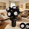 thumbnail image 2 of Clearance Sale! Dark Halloween Artificial Rose, Gothic Black and White Velvet Flower for Home Centerpiece Decor, 2 of 6
