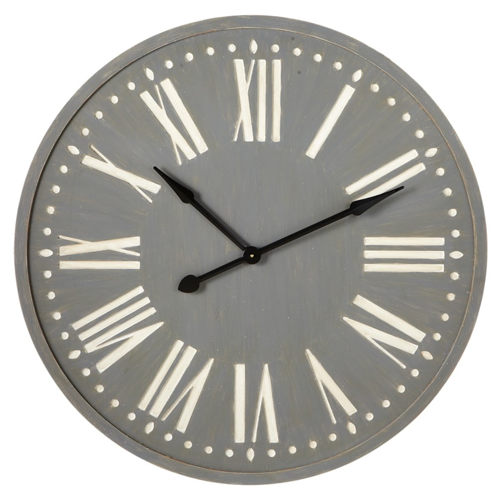 36" Gray and White Classical Large Roman Numbers Round Wall Clock