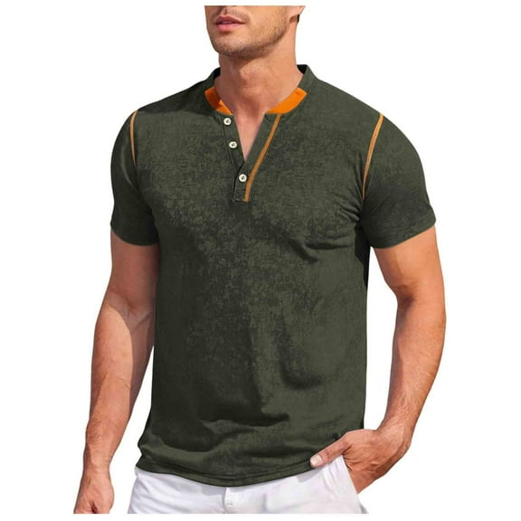 ZVNAΖH Men's 3 Button Short Sleeve Collar Shirts Casual Solid Basic Henley Shirts Summer Lightweight T-Shirts