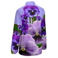 thumbnail image 5 of TOUCH OF SPRING PINK- PURPLE PANSY FLOWERS Long Sleeve Blouse Woman Streetwear Casual Shirts Summer Oversize Woman Streetwear Clothing Birthday Present, 5 of 7