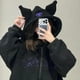 thumbnail image 4 of Sanrio Kuromi-Sudadera con capucha para mujer, abrigo fino con bordado negro de dibujos animados, Tops estéticos Y2k, ropa holgada a la moda para otoño, 4 of 4