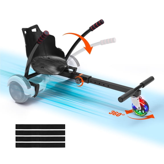 CCY Hoverboard Seat Attachment, for 6.5" 8" 8.5" 10" Hoverboards, with LED Lights, Grips Control, Adjustable Frame Length and 220 LBS Load Capacity, Hover Board Go Karts Accessory, for Kids Adults