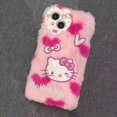 thumbnail image 2 of Funda de teléfono móvil de juguete de peluche de Hello Kitty, carcasa protectora Kawaii rosa, regalo para niña, otoño, invierno, rosa, Plushie, Iphone 13, 14, pro Max, nuevo, 2 of 3