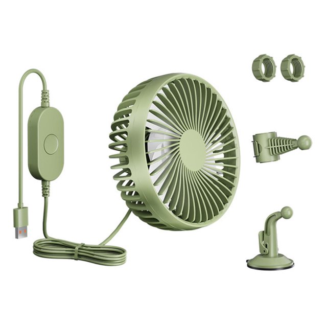 DOLITY USB Car Cooling Fan Adjustable for Sedan Backseat Dashboard Van Green