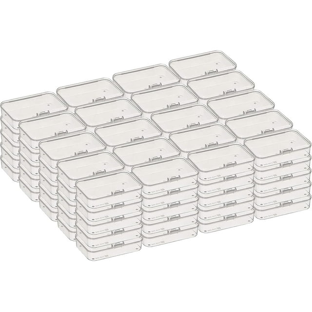 Rectangular Clear Plastic Storage Containers Box with Hinged Lid for Beads and Other Small Craft Items