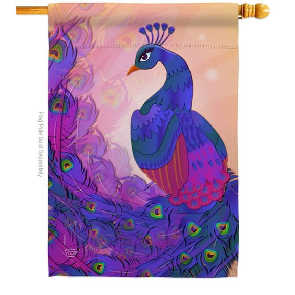 Ornament Collection H192123-BO Beautiful Peafowl Animals Bird 28 x 40 in. Double-Sided Decorative Vertical House Flags for Decoration Banner Garden Yard Gift