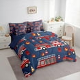 thumbnail image 3 of jejeloiu Fire Truck 7-Piece Twin Bedding Sets,Firefighter Theme Bedding Comforter Set,Deepblue Red Sheet Sets For Boys Kids,Luxury Bedroom Decor Reversible, 3 of 8