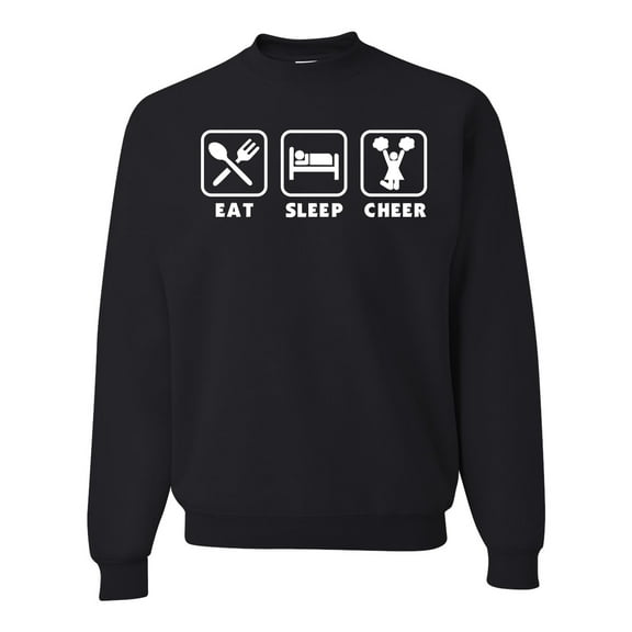 Cheerleading Eat Sleep Cheer Girl Sports Unisex Crewneck Graphic Sweatshirt, Black, Small