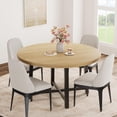 thumbnail image 1 of 47-pulgada round wood-colored dining mesa para 4: moderno industrial style con thick tabletop y sturdy metal base, space-saving para kitchen y dining room, 1 of 7