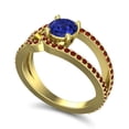 thumbnail image 2 of Diamond-Capitals 2.50 Carat Round Shape Blue Sapphire & Garnet Gemstone Trendy Anniversary Ring for Ladies 14K Yellow Gold Size 8, 2 of 8