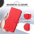 thumbnail image 4 of Wallet Leather Case For Motorola Moto G Play 2025 6.8",with Card Holder,wristband, Shockproof Kickstand Embossed Little Cat Watering Tree Phone Case,Red,For Moto G Play 2025, 4 of 8