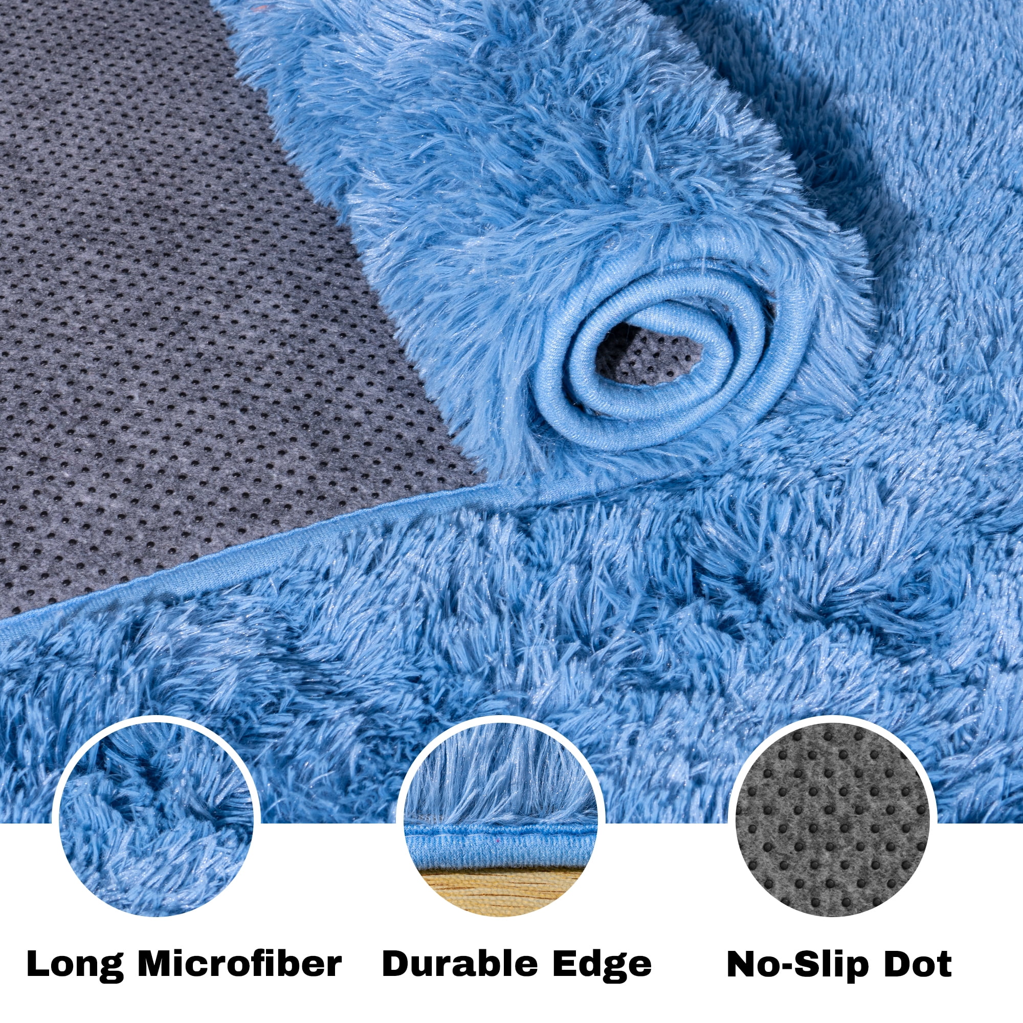 ZENELESS Super Soft Fluffy Rug for Bedroom,6x9 Cobalt Blue Anti-Skid Plush Floor Carpet for Living Room Home Decor