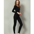 thumbnail image 2 of LiangRou Women's Crewneck Long Johns Ultra Thin Modal Thermal Underwear Top & Bottom Set Black Small, 2 of 8