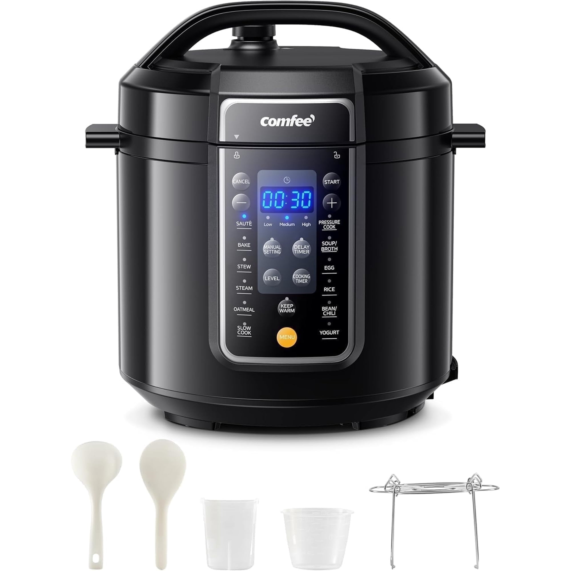 COMFEE’ 6QT Electric Pressure Cooker, 9-in-1 Instant Multi Cooker Olla de Presion Rice Cooker Slow Cooker Steamer Sauté Yogurt Maker Non-Stick Pot