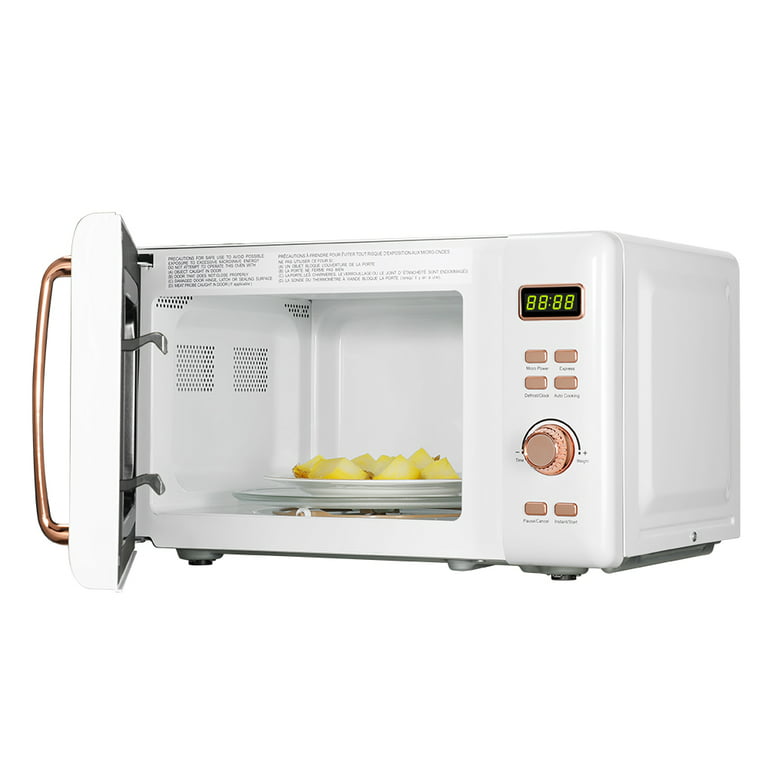 ZOKOP B20UXP52 / White 20L/0.7Cuft Retro Microwave with Display / Gold  Handle 
