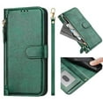 thumbnail image 1 of Funda para Oneplus NORD 2 con cremallera tipo cartera, tarjetero, marco de fotos, soporte y cordón, de piel sintética. verde, 1 of 5