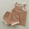 thumbnail image 2 of Ticikt Baby Girl Clothes Toddler Girl Summer Outfits Sleeveless Tank Top Shirt Shorts Set Toddler Clothes for Girls,Color:Orange,Size:12-18 Months, 2 of 3